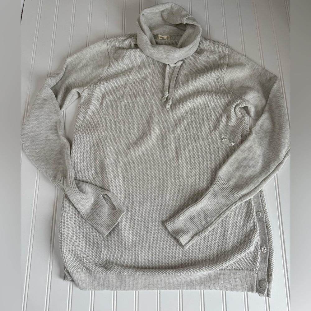 Sigrid Olsen Medium Gray Cowl Turtleneck Sweater Thumbholes Women NEW NWOT. 991